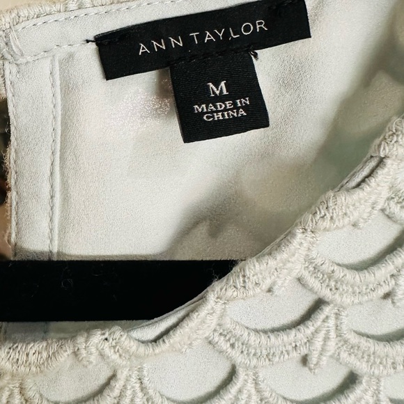 Ann Taylor Mint Green Scalloped Textured Lace Blouse Top Size Med - Picture 4 of 9